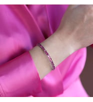 Pembe Baget Taşlı Gümüş Kelepçe