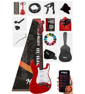 Midex RPH-30WRD Kırmızı Renk Gül Klavye Strat Kasa SSS Elektro Gitar Seti