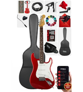 Midex RPH-30WRD Kırmızı Renk Gül Klavye Strat Kasa SSS Elektro Gitar Seti