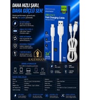 Kalemhane 3A USB Typ c 1m Hızlı Şarj Kablosu