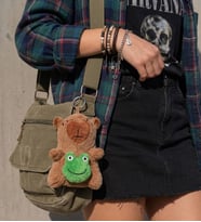 12 cm Kapibara Peluş Çanta Süsü – Kurbağa Figürlü Anahtarlık Sevimli Hediye Kıza, Arkadaşa Hediye