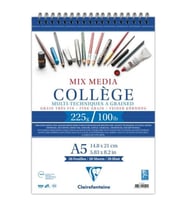 ESMO MX92522 CLAIREFONTAINE MIX MEDIA COLLAGE ÇOK AMAÇLI SPİRALLİ RESİM DEFTERİ/BLOK A5 225GR 20YP.