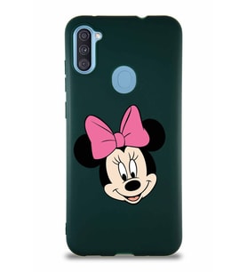 Samsung Galaxy A11 Soft Premier Kapak Minnie Mouse-C Tasarımlı Silikon Kılıf - Yeşil (Şeffaf)