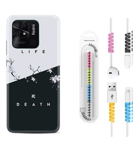 Xiaomi Redmi Note 7 8 9 Pro 10 2022 10 Pro 10S Kılıf Kablo Koruma Spiral Silikon Life and Death 1339