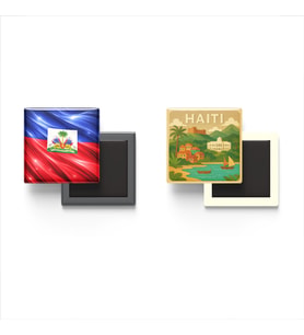 Buzdolap Magnetleri - Haiti Bayrağı ve Paper Cut Tema - 2'li Set Magneti