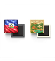 Buzdolap Magnetleri - Haiti Bayrağı ve Paper Cut Tema - 2'li Set Magneti