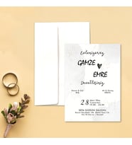 Davetiye Zarf ve Baskı Dahil (Beyaz yada Kraft Zarflı) - Kına, Nişan, Nikah, Düğün Davetiyesi (Beyaz)