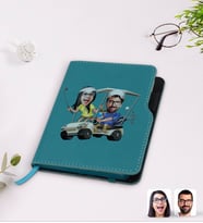BK Gift Kişiye Özel Sevgililer Karikatürlü Turkuaz Termo Deri Defter-96