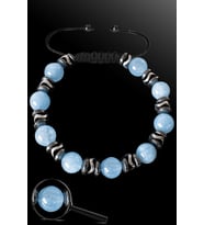 Sertifikalı Silver Hematitli 8 Mm Doğal Akuamarin Taşı Bileklik - Ayarlamalı (Çok Renkli)