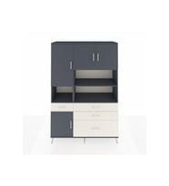 Hyperion Dolap 9 Raflı 4 Çekmeceli 4 Kapaklı 132x44x195 Antrasit-Antrasit/Aytaşı