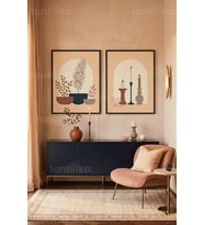 Minimalist Doğa ve Objeler 2'li Ahşap Çerçeveli Tablo Seti