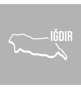 Iğdır Harita Araba Sticker siyah 17x9 CM (Beyaz)