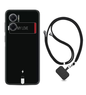 Xiaomi Redmi Note 11E Kılıf Resimli Boyun Askılı İpli Desenli Silikon My Love 1402