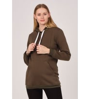 Busa Hamile Emzirme Detaylı Termal Kapüşonlu Sweatshirt Haki