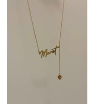 Kişiye Özel 925 Ayar Gümüş Şık İsim Sallantılı Kalp Kolye (Gold)