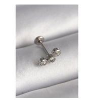 316L Çelik Gümüş Renk Zirkon Taşlı Tragus Piercing - TJ-PR1349 TG-V 7603