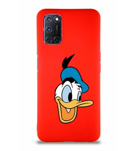 Oppo A52 Soft Premier Kapak Donald Duck-A Tasarımlı Silikon Kılıf - Kırmızı (Şeffaf)