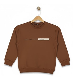 Erkek Çocuk Önü Baskılı Sweatshirt BGL-ST05235 (Açık Kahverengi)