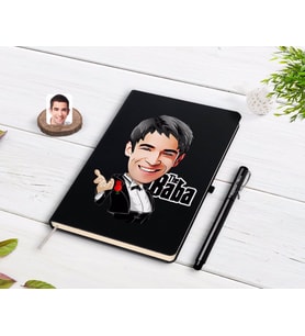 BK Gift Kişiye Özel Godfather Baba Karikatürlü Siyah Defter ve Kalem Hediye Seti-2
