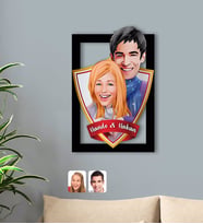 BK Gift Kişiye Özel İsimli Sevgililer Karikatürlü 3D Ahşap Tablo-89