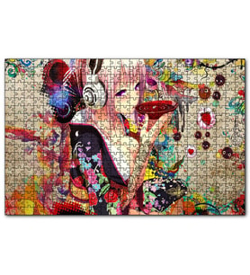 Cakapuzzle Anime Kulaklıklı Genç Kız Çay İçiyor  Puzzle Yapboz MDF (Ahşap) (120 Parça)