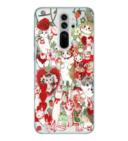 Redmi Note 8 Pro Uyumlu Çilek ve Kediler Tasarımlı Şeffaf Telefon Kılıfı