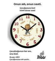 İsme Özel Gözlüklü Kaykaylı Aslan Çocuk Odası Duvar Saati Orta Boy 30 cm Siyah Camlı Sessiz