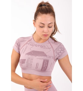 Maraton SlimFit Kadın Bisiklet Yaka Lila Crop Top