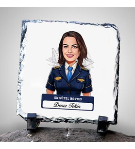 Kişiye Özel Hediye Karikatürlü En Güzel Hostes Dekoratif Taş
