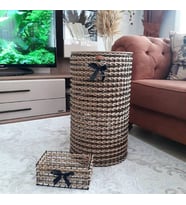 Egindra Doğal Jüt Hasır El Yapımı Kapaklı Çamaşır Sepeti-mini Sepet