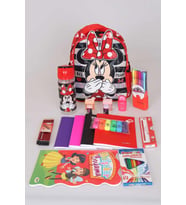LİSANSLI MINNIE MOUSE ANAOKULU ÇANTASI ,TRITAN MATARA 500 ML VE KIRTASİYE SETİ (Kırmızı)