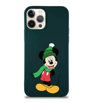 Apple iPhone 12 Pro Soft Premier Kapak Mickey Mouse-G Tasarımlı Silikon Kılıf - Yeşil (Şeffaf)