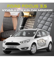 Ford Focus 3.5 Antrasit Renk Tay Tüyü Cepli & Terletmez Sırtlı Oto Koltuk Minder Seti - Koltuk Koruma Kılıfı (ÖN & ARKA TAM SET)