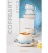 Coffeart Mavi El Yapımı Nescafe, Mocha, Americano, Filtre Kahve Fincan Seti 4 lü