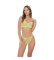 Arona Neon Nakışlı Neon Sarı Dantel Tanga 2li Takım