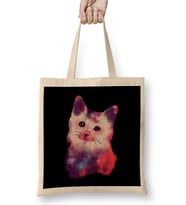 Cute Space Galactic Artsy Cat Kitten Bez Çanta Uzun Saplı