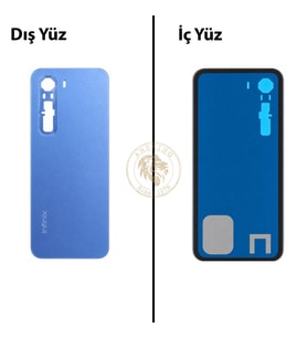 Infinix Hot 60 Pro Mavi Uyumlu Arka Kapak Arka Cam Batarya Pil Kapağı Lazer Kesim Back Cover