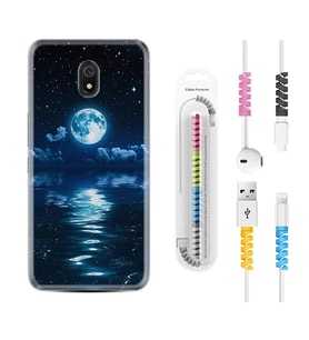 Xiaomi Redmi 8A 8 Pro 9C 9T 10C 11T Pro Kılıf Kablo Koruma Spiral Silikon Night Moon 1133
