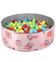 Baby Marine Katlanabilir Top Havuzu - Oyun Alanı - Oyun Halısı + 150 Adet 4 Renk Top Hediye (Pembe)