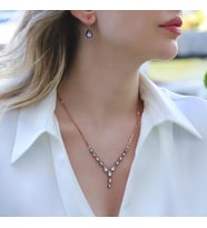 Damla Elmas Montür Modeli Rose Gold Gümüş Set