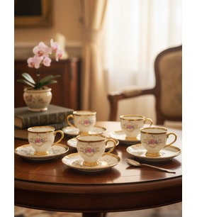 Paçi Home Fleur Yaldızlı 6 Kişilik Fincan Takımı P/POR-102094