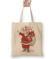 Yılbaşı Yeni Yıl Konseptli Noel Baba Merry Christmas 05 Bez Çanta Uzun Saplı