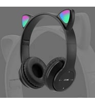 P47m Kulaklık Bluetooth Kulaklık Kulaklık Kablosuz Kedi Kulak Gürültü Önleyici Kulaklıklar Stereo Katlanabilir Spor Kulaklık Mikrofonlu Kulaklık Siyah