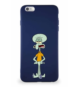 Apple iPhone 6S Plus Soft Premier Kapak Squidward Dokunaç Tasarımlı Silikon Kılıf - Lacivert (Şeffaf)