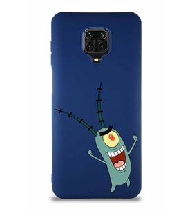 Xiaomi Redmi Note 9S Soft Premier Kapak Plankton Tasarımlı Silikon Kılıf - Lacivert (Şeffaf)