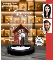 KİŞİYE ÖZEL EVLİ, SEVGİLİ, ÇİFT , GELİN DAMAT  , YILBAŞI, CRHTİSTMAS IŞIKLI KARİKATÜR FANUS BİBLO  m12