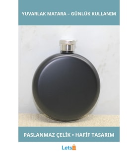 Dayanıklı Paslanmaz Çelik Yuvarlak Sızdırmaz Siyah Matara