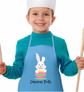 BK Gift Kişiye Özel Paskalya Bayramı Mavi Çocuk Mutfak Önlüğü-3