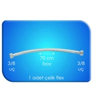 FLEX ÇELİK 3/8 3/8 UÇ 70 CM BOY 1 ADET SU BAĞLANTISI
