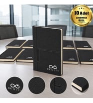 Logonuza Özel 10 Adet 2422 15 x 21 Termo Deri Cepli Çizgili Kurumsal Defter Seti